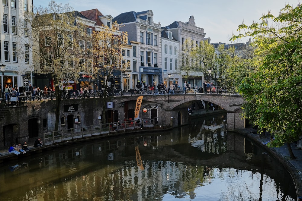 a body of water with buildings around it