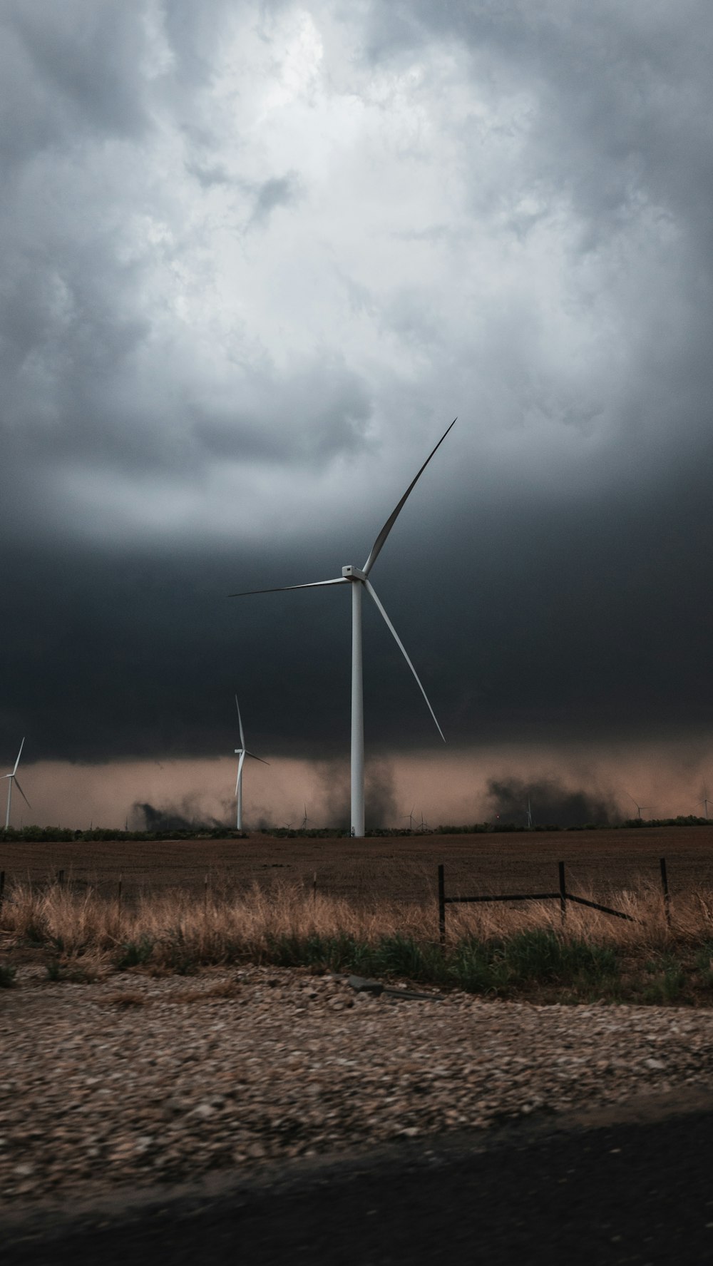 a group of wind turbines