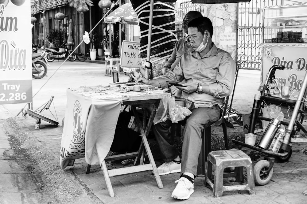 a person sitting at a table