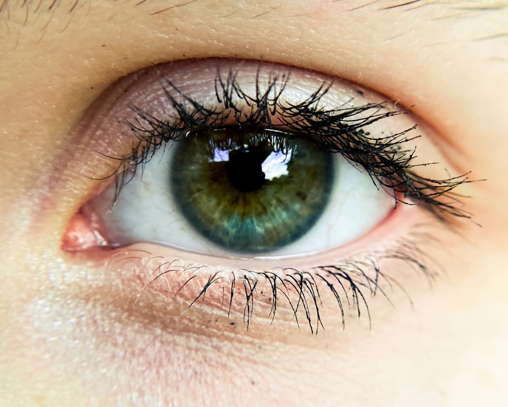 a close up of a person's eye