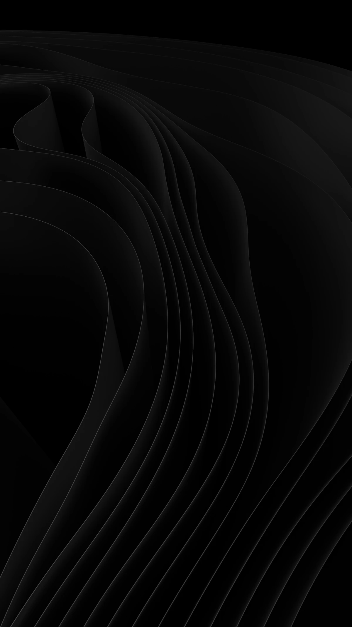 Dark curved ribbon abstract render for a rebrand project