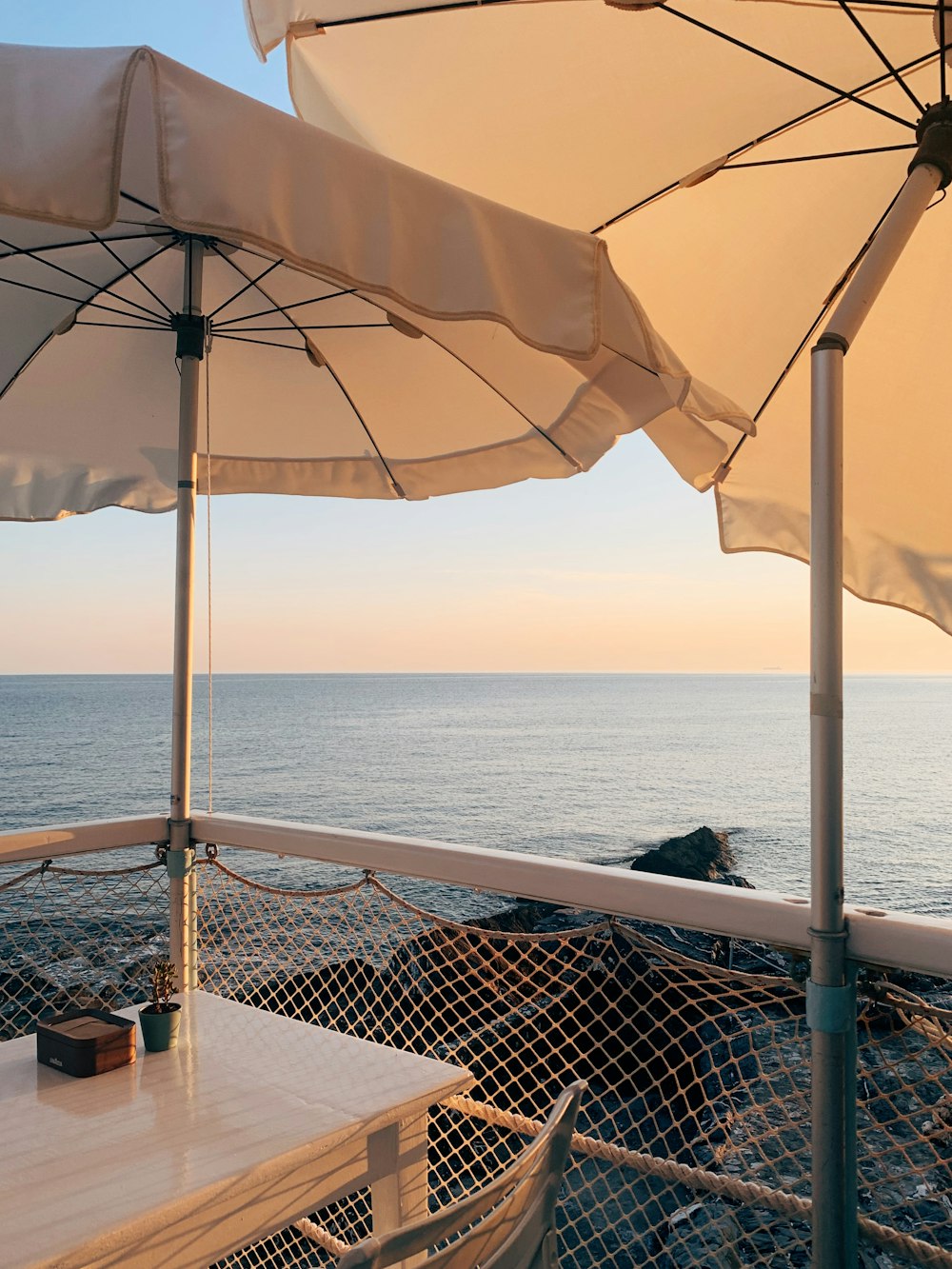 a table and chairs on a deck