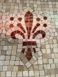 a red and white symbol