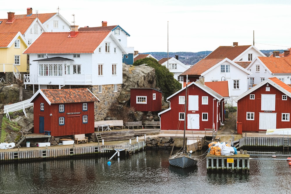 a group of buildings next to a body of water