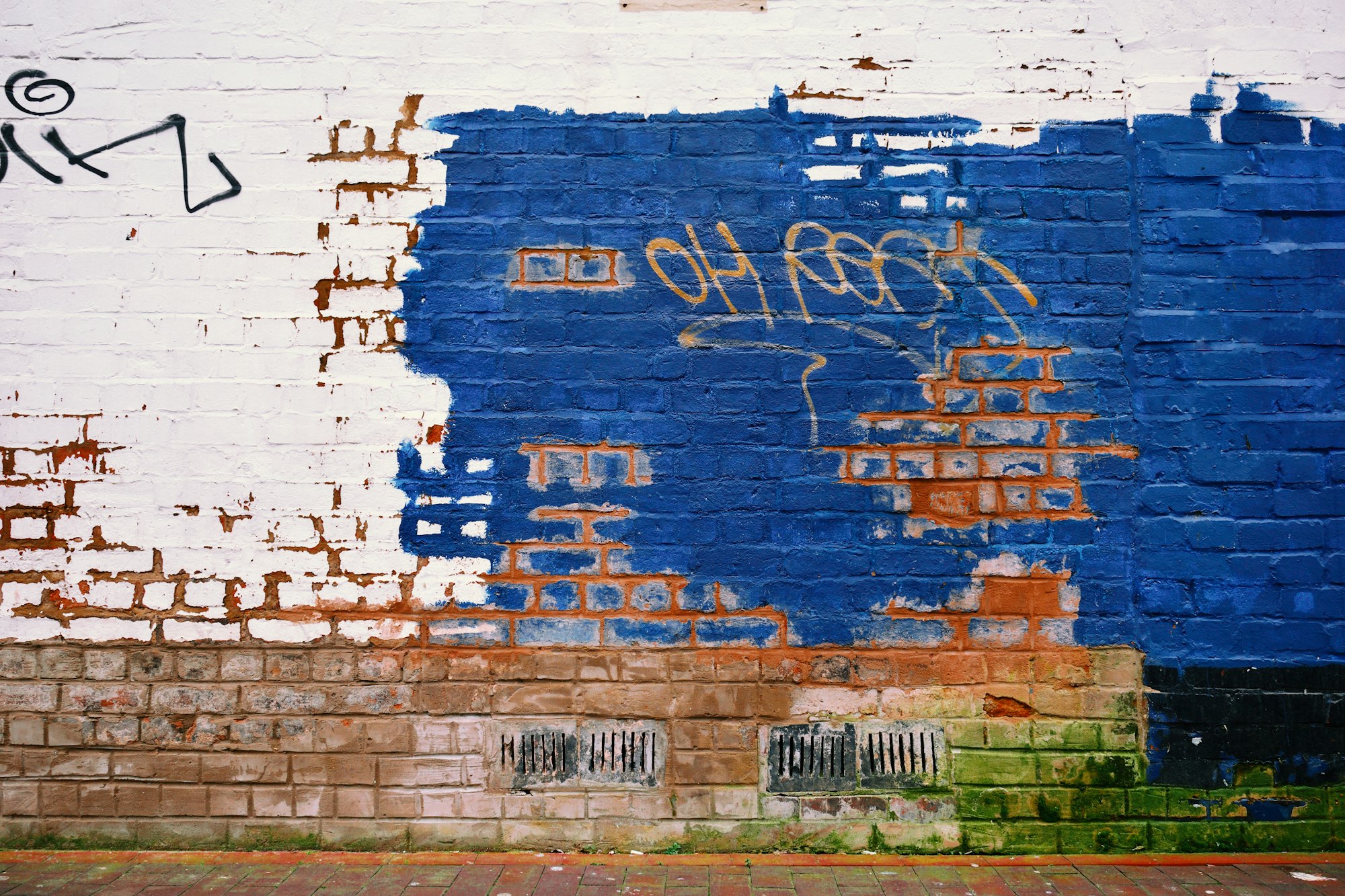 Texture wall. Painted bricks.