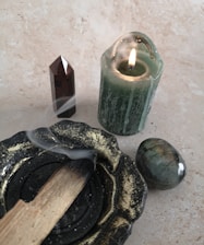 a candle and a lighter
