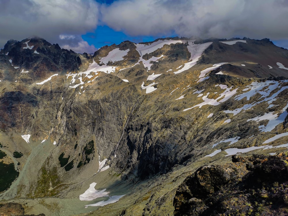 a mountain with snow