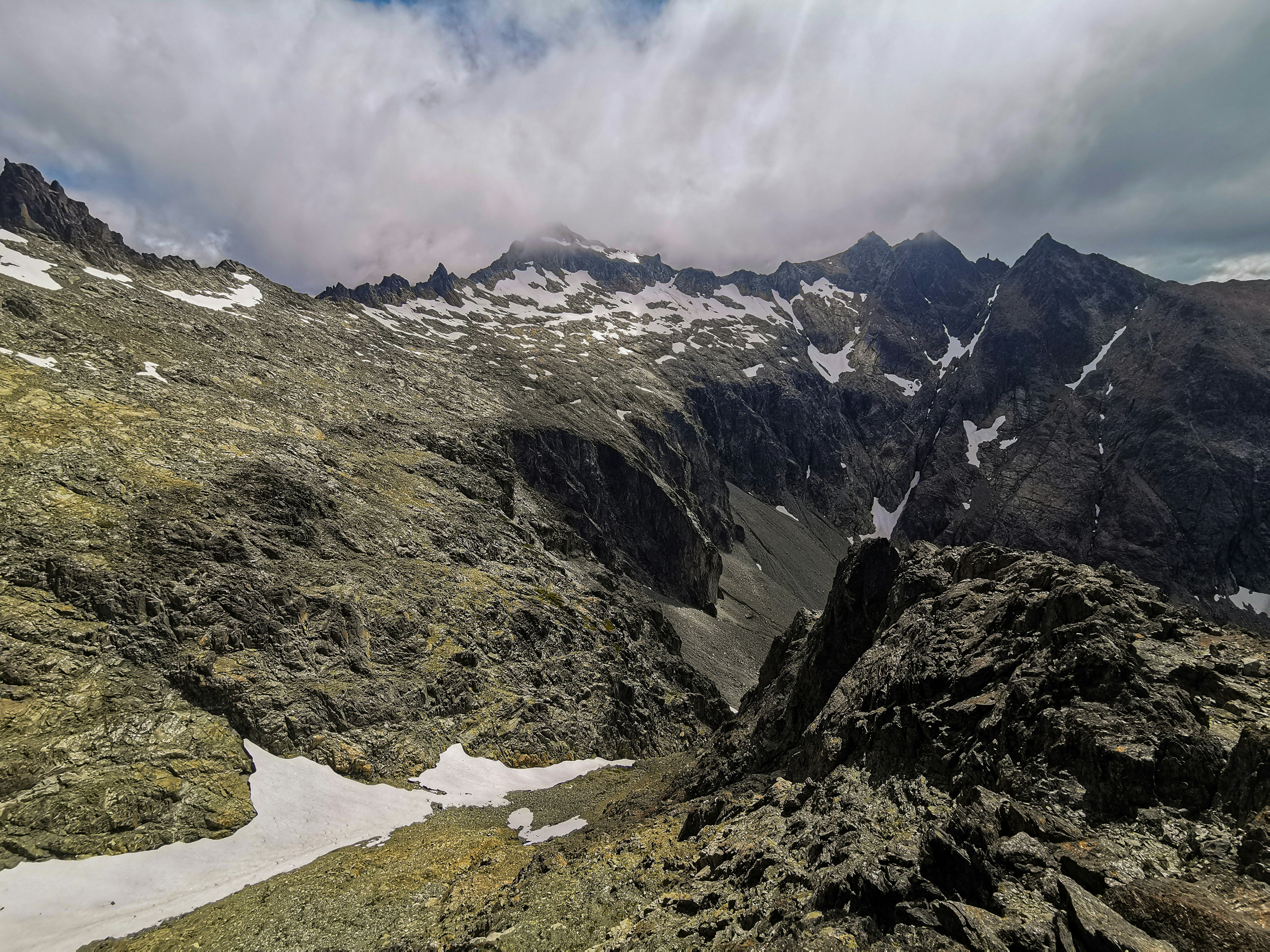 a mountain with snow