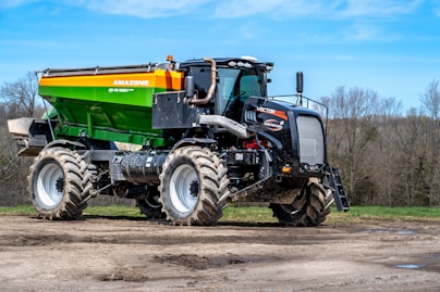 a tractor on a dirt road