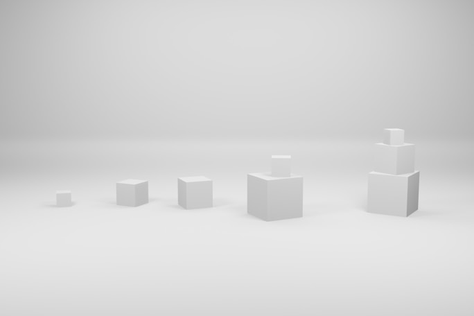 a group of cubes in a line