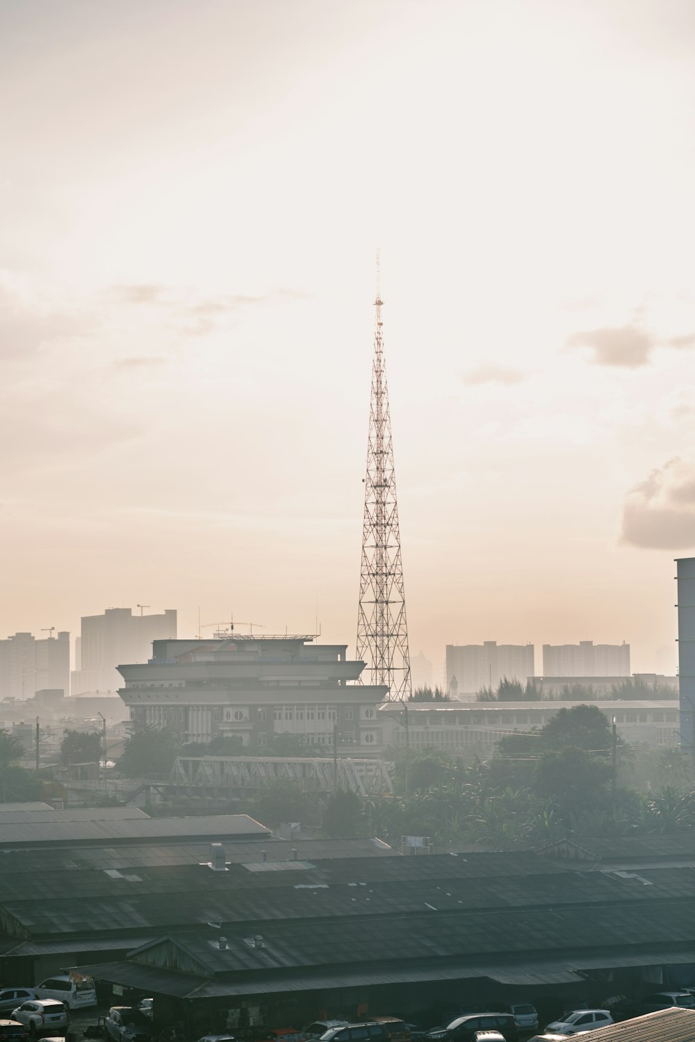 a large crane in a city