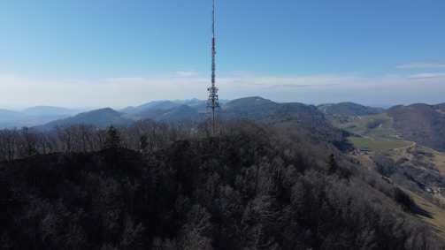 Outdoor shot of Willamette Valley landscape with communication towers in the distance.