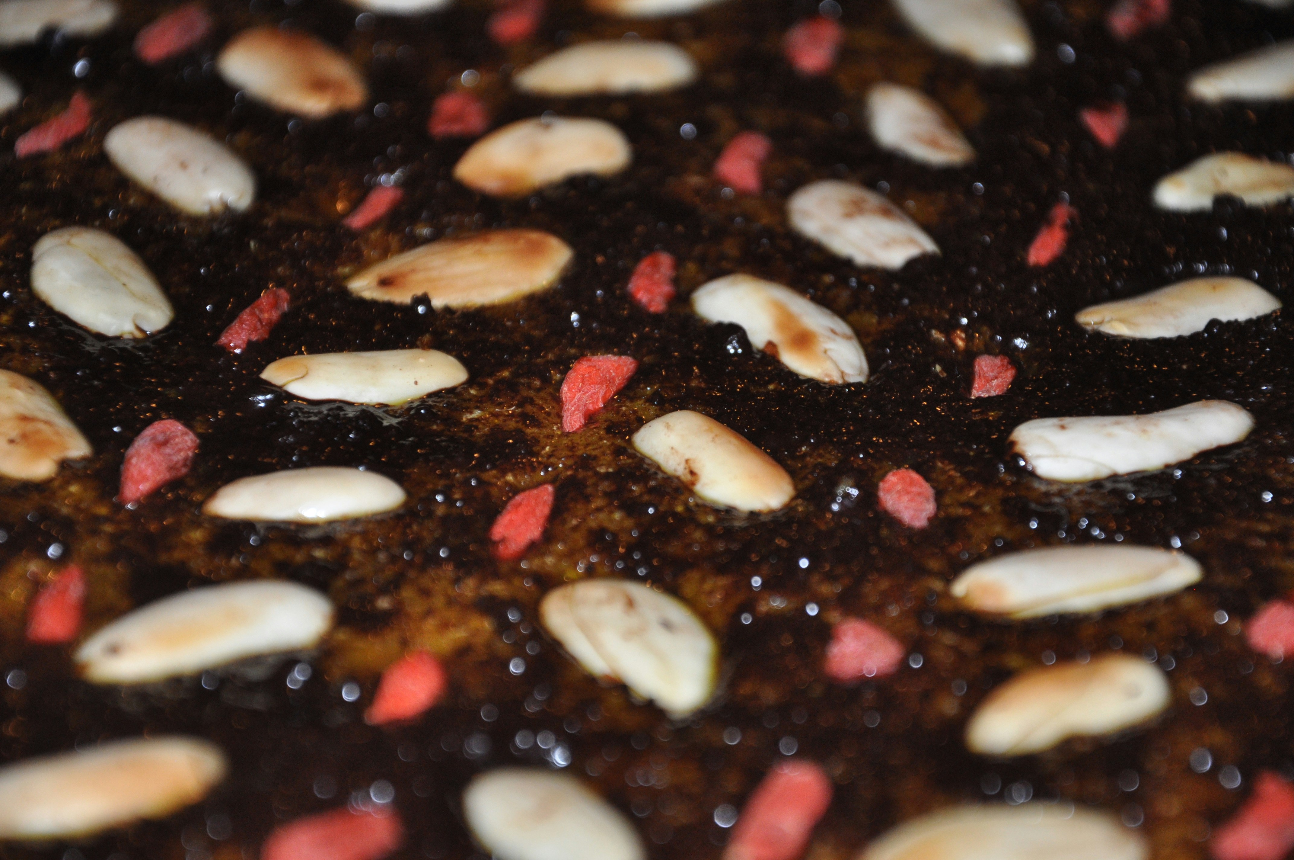 a close up of a group of red and white rocks