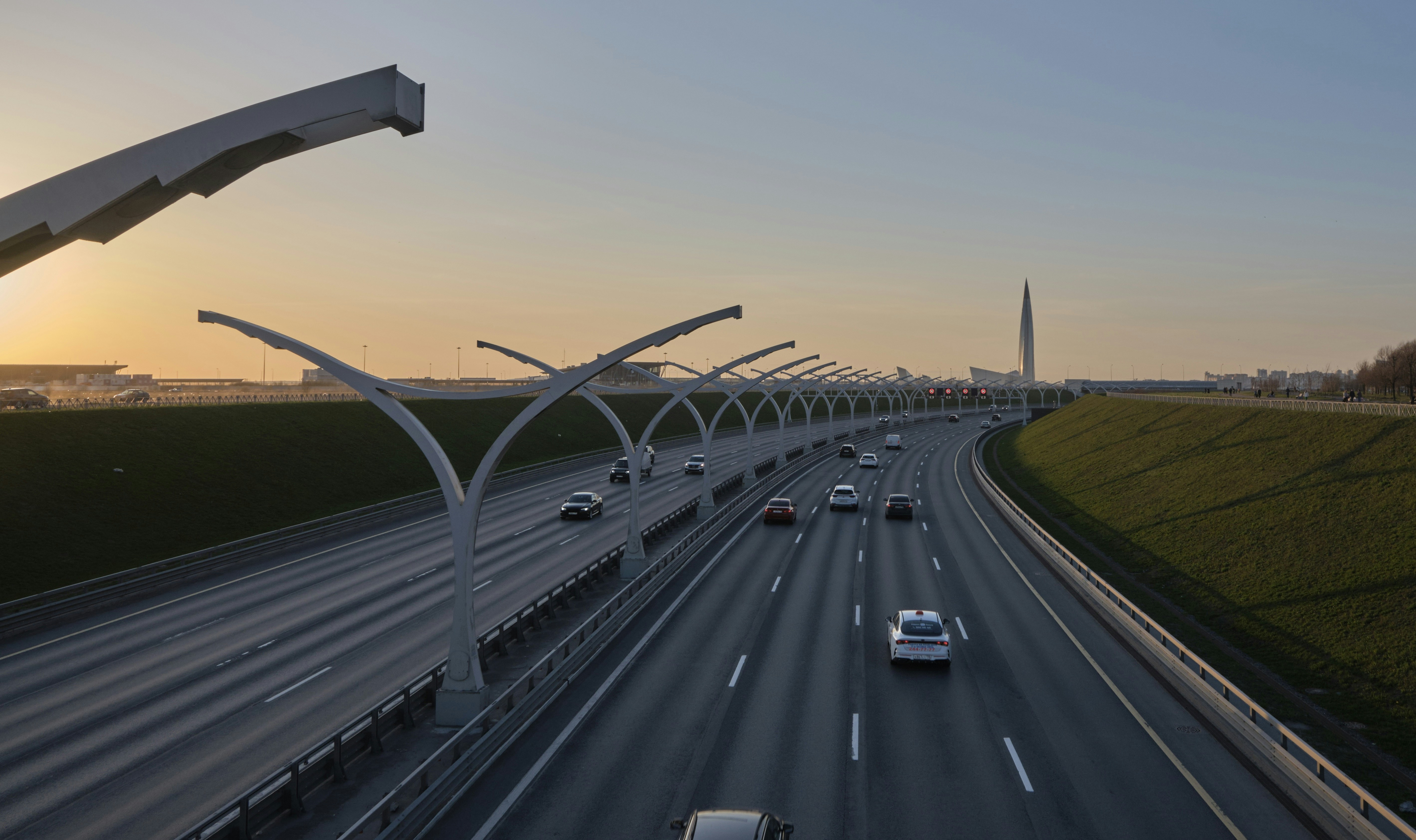 a highway with cars on it