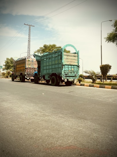 a truck carrying a large container