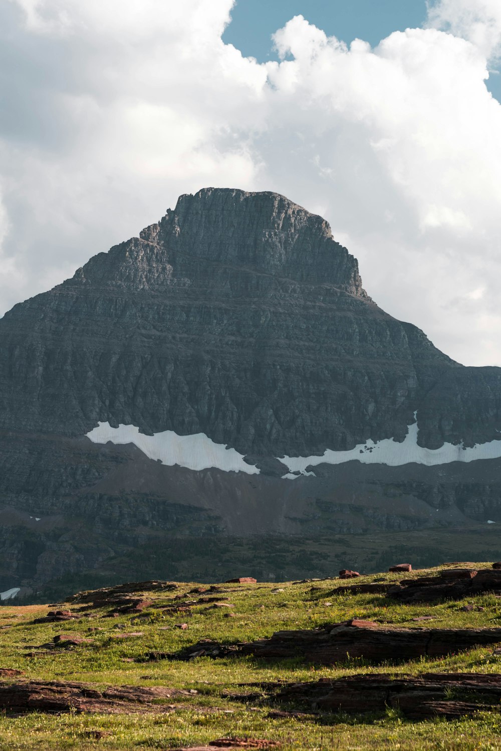 a mountain with snow