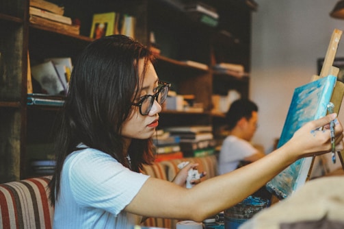 a woman holding a book