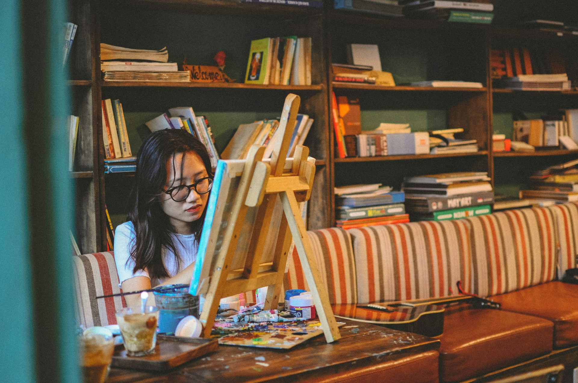 a person sitting at a desk