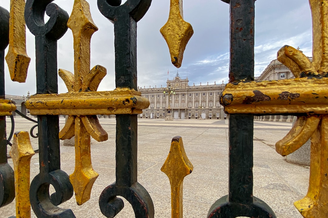 a row of metal poles,