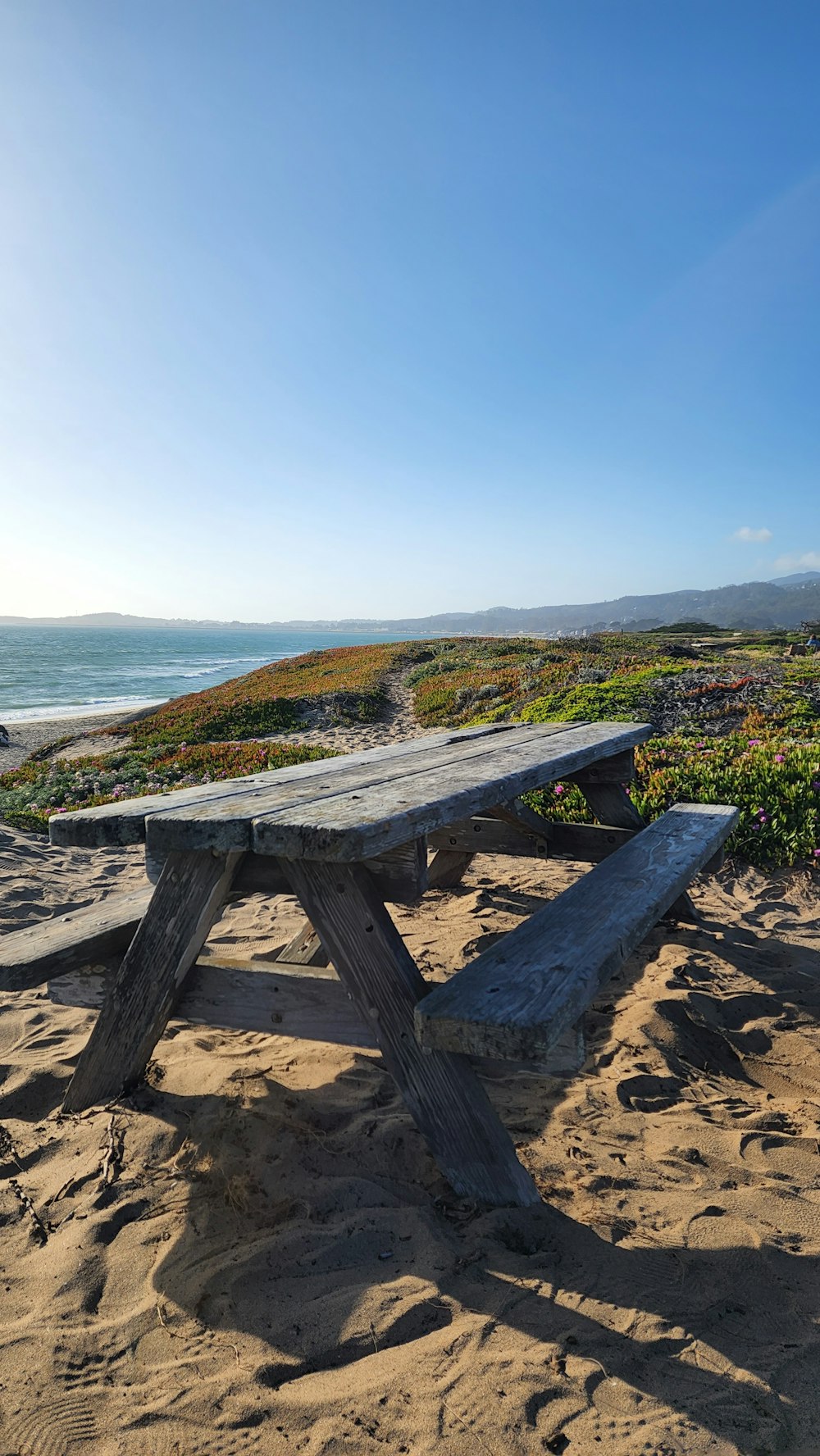 a bench sits unoccupied