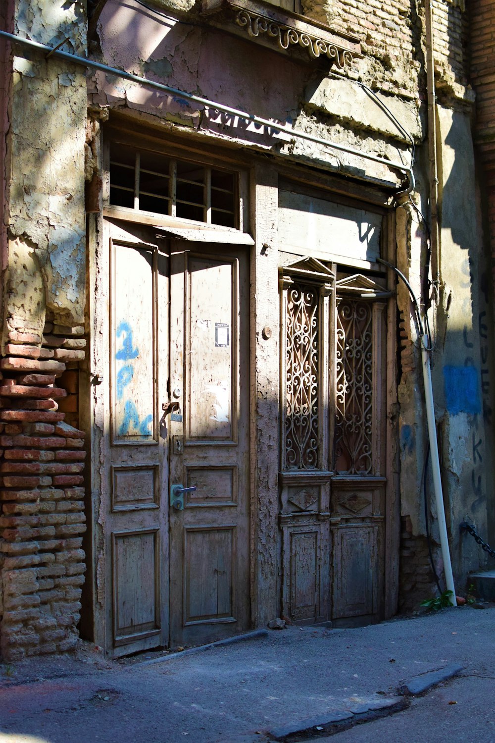 a building with broken windows