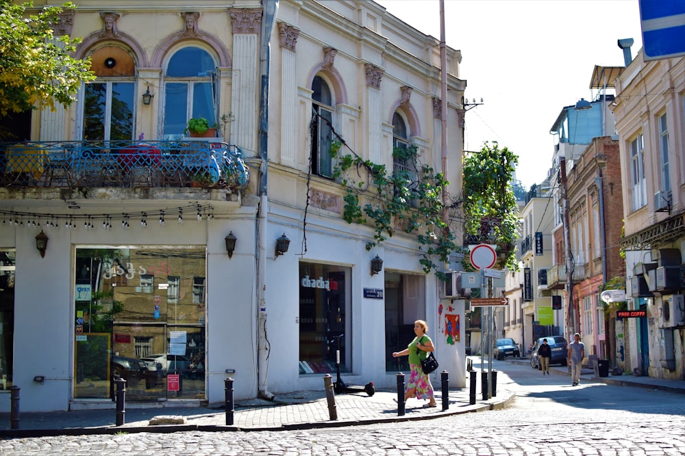 a person walking down a street