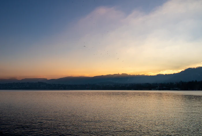 Lake Zurich at sunset, Switzerland