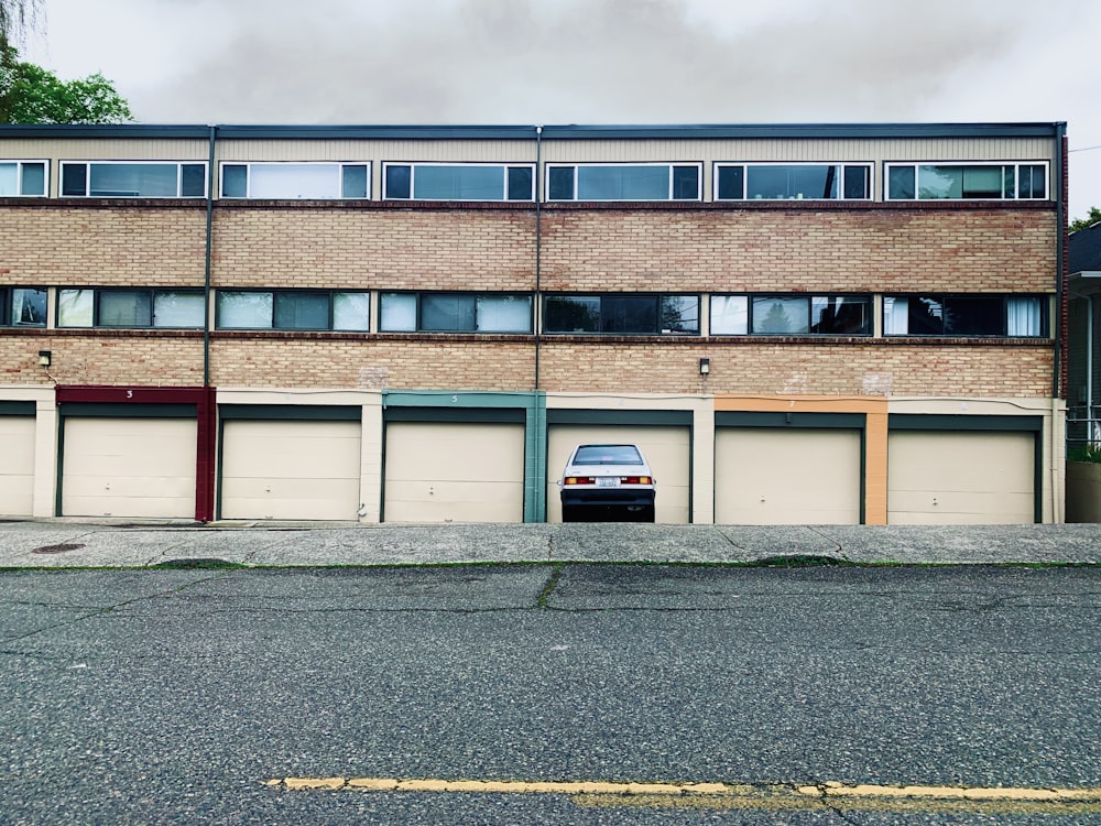 a car parked outside a building