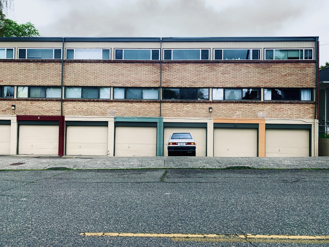 a car parked outside a building,