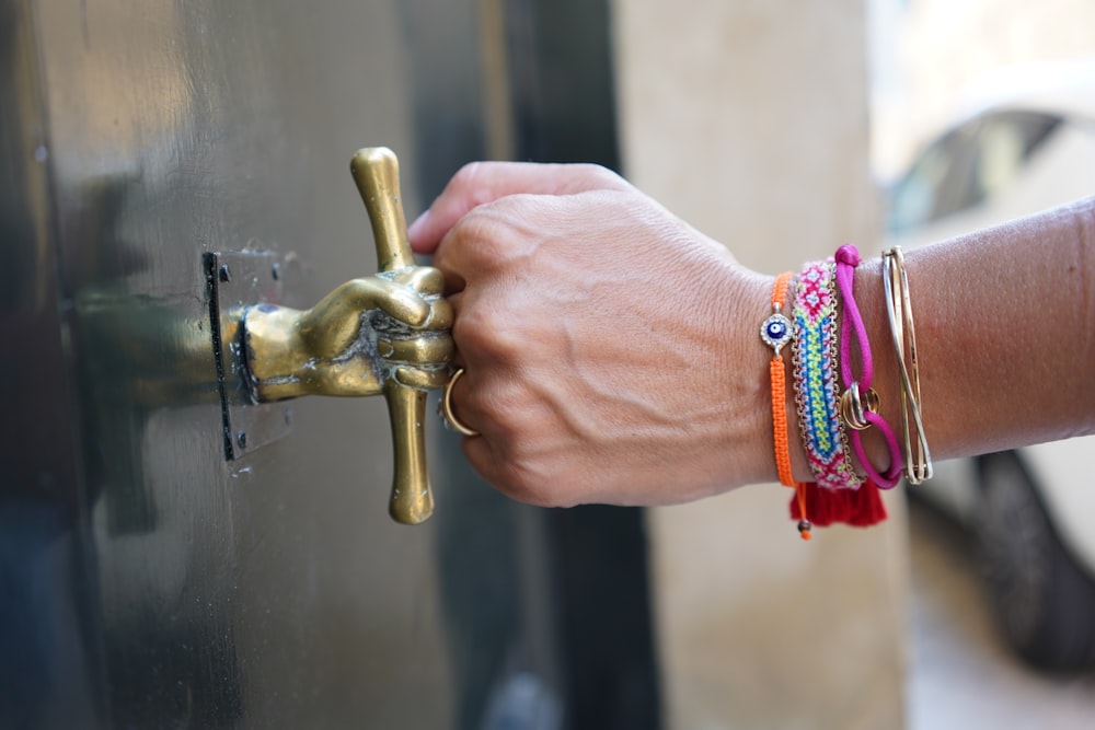 a person holding a key