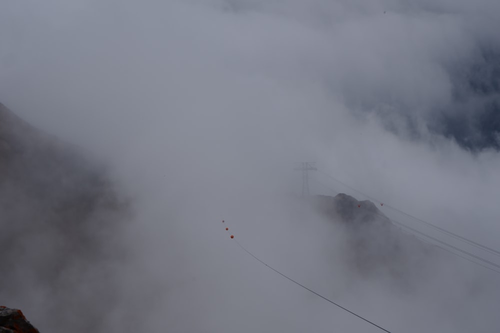 a foggy mountain side