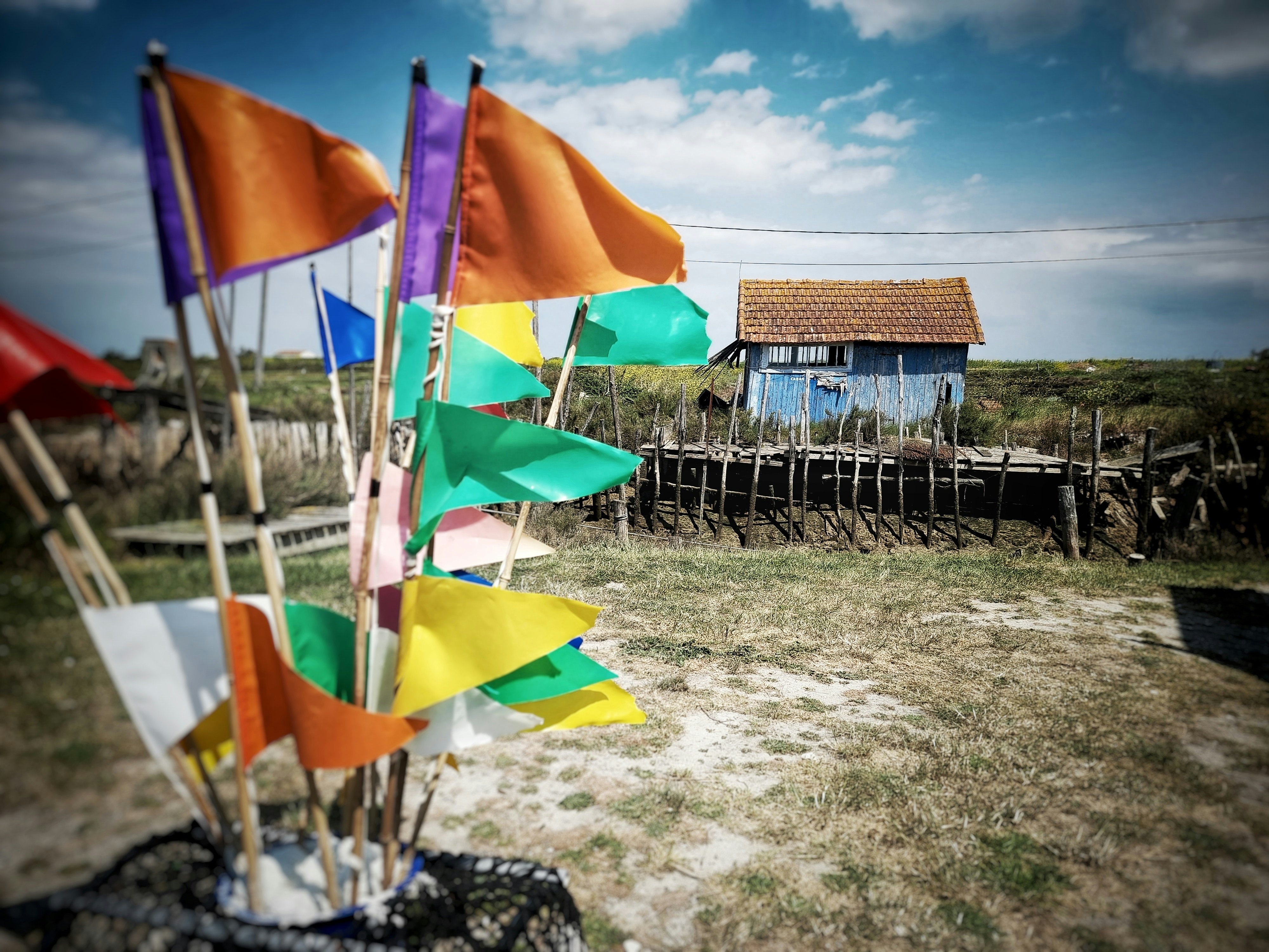 a group of colorful umbrellas