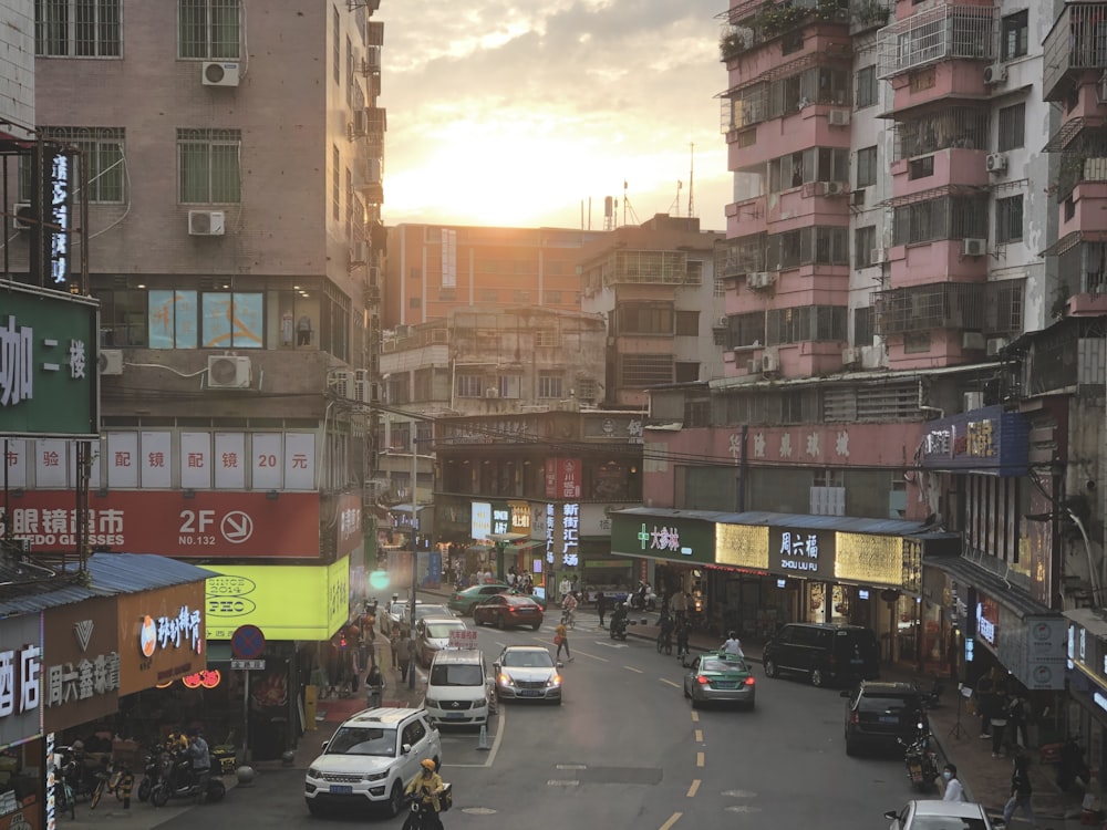 a busy street in a city