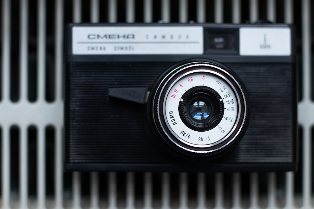 a black and white cassette player