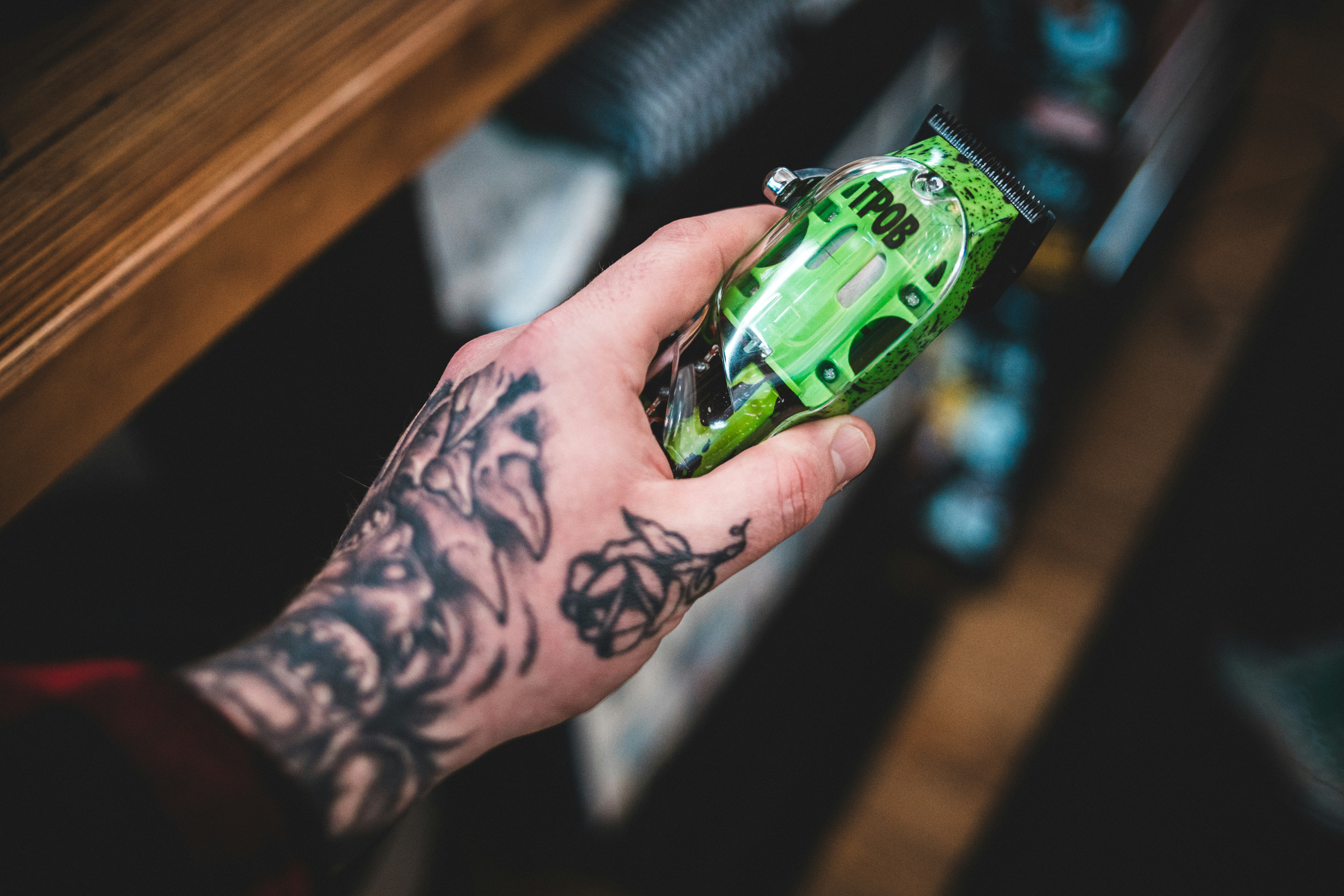 a person holding a can