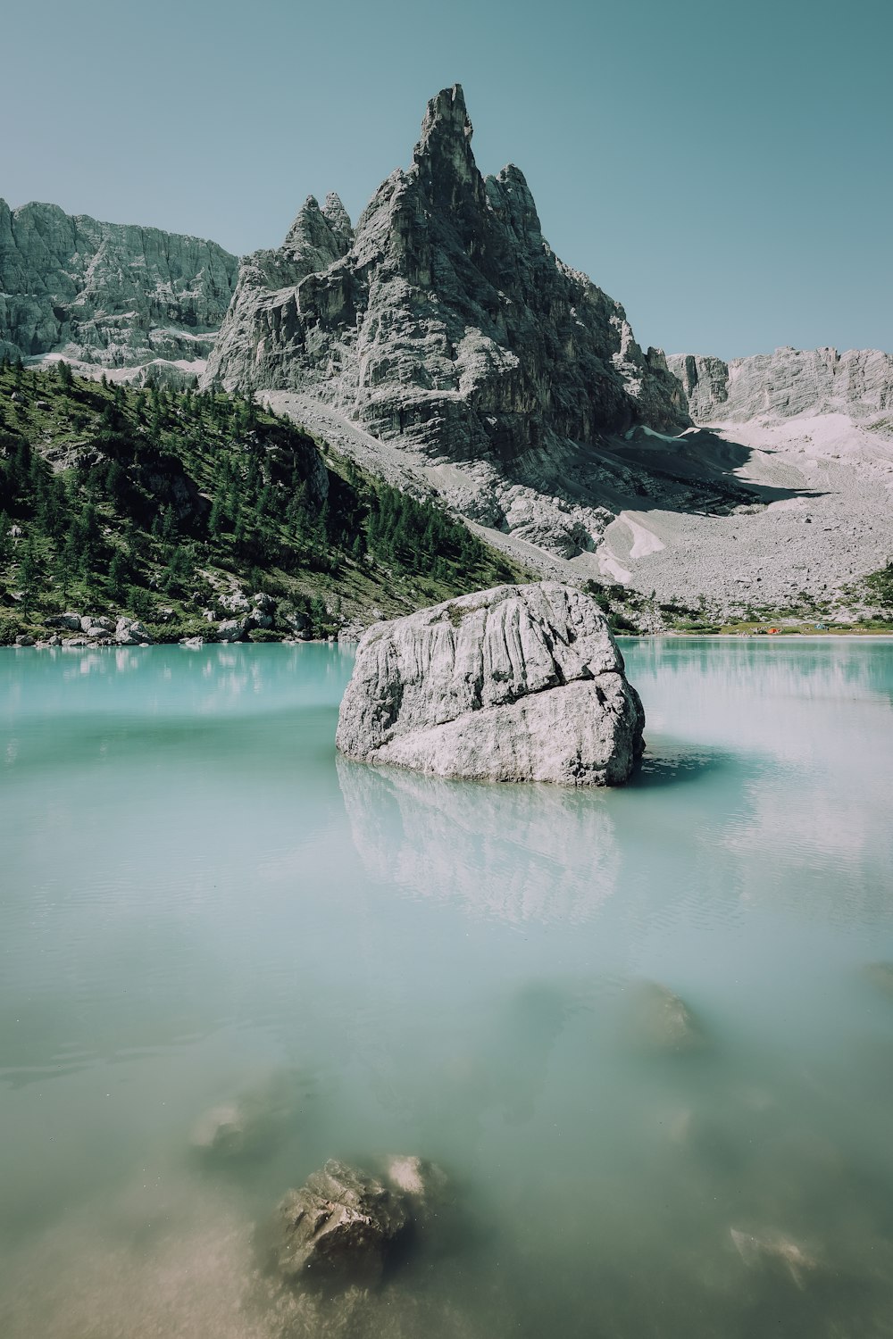 water next to the rock