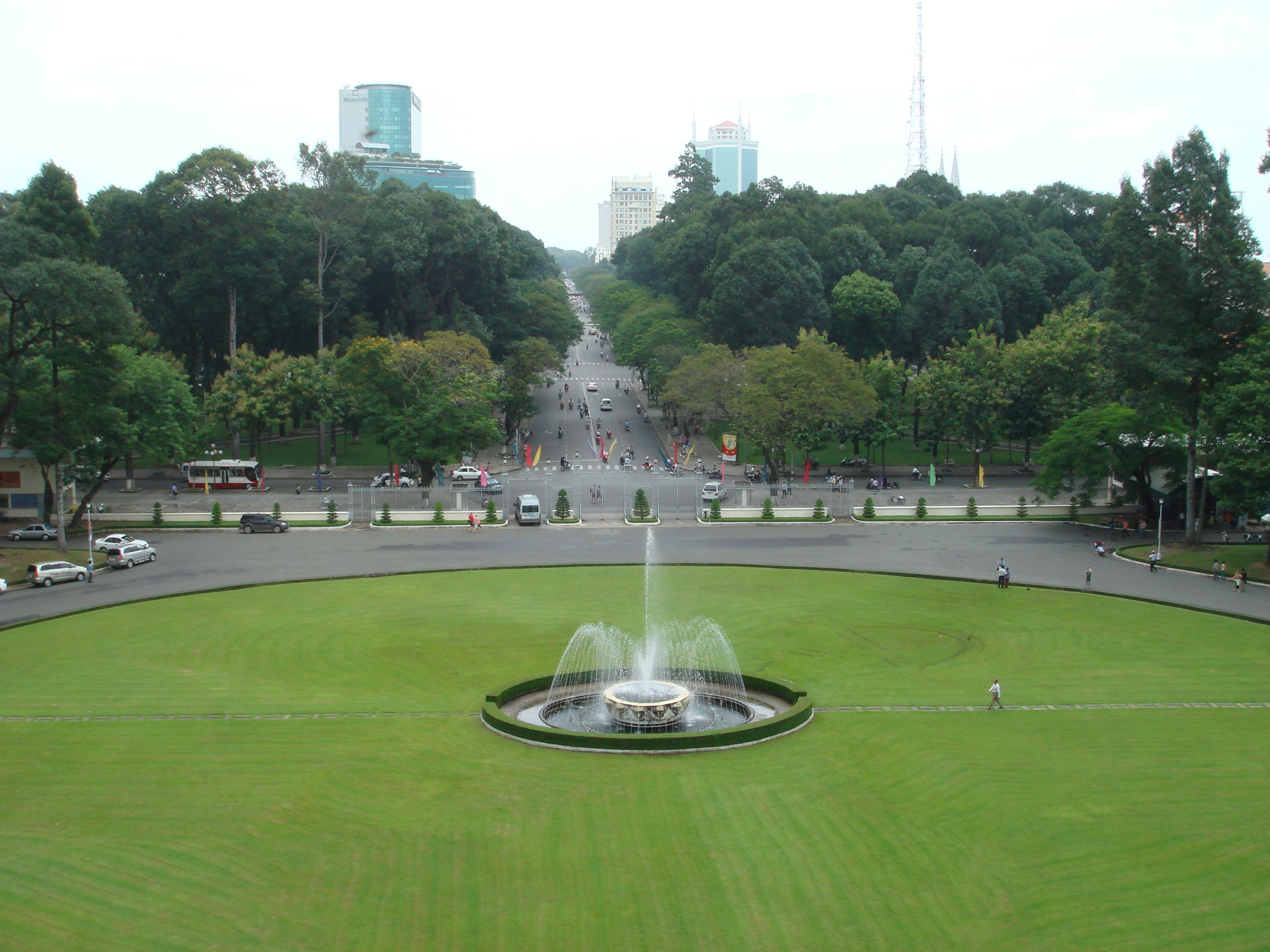 a large fountain in a park