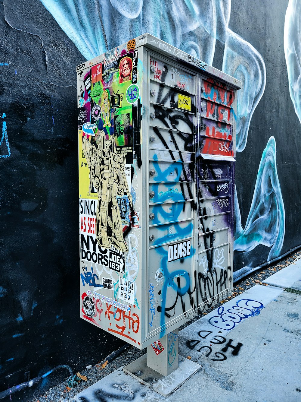 a large box with graffiti on it