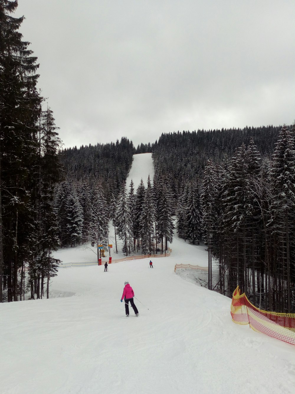 a person skiing on the snow