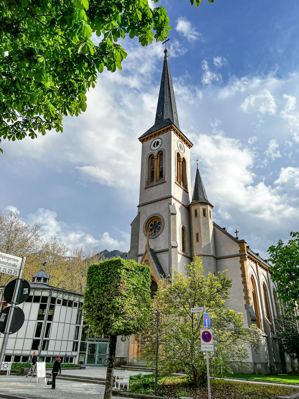 a church with a clock tower