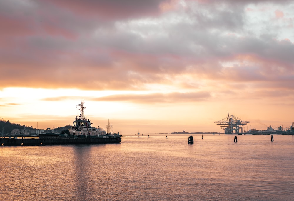 a large ship in the water