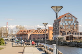a building with a large glass front