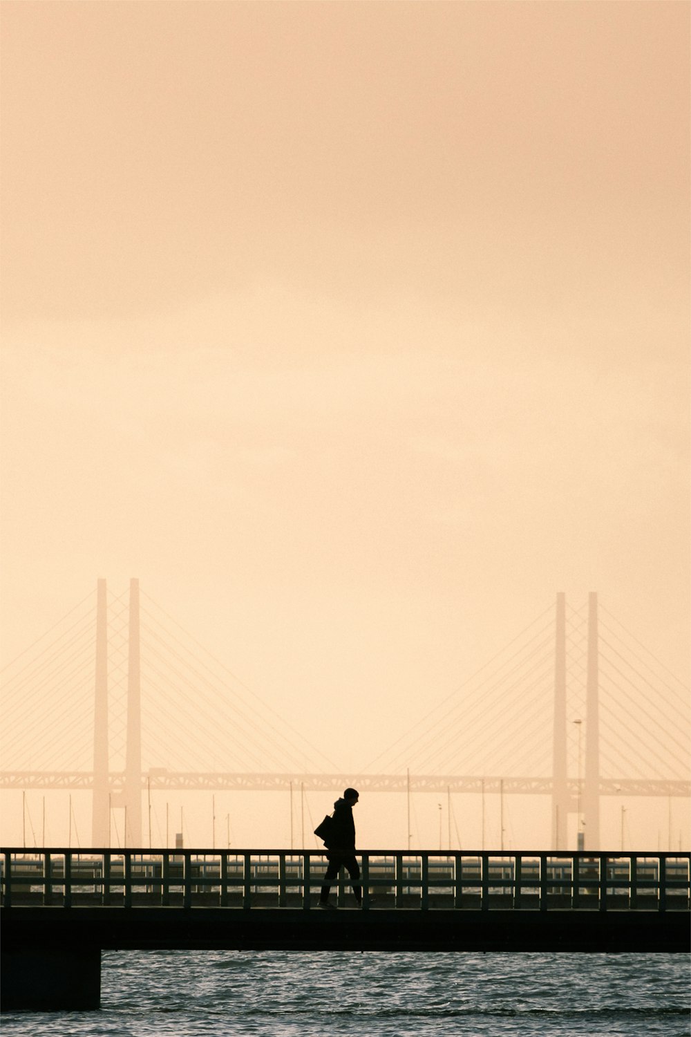 a person standing on a bridge