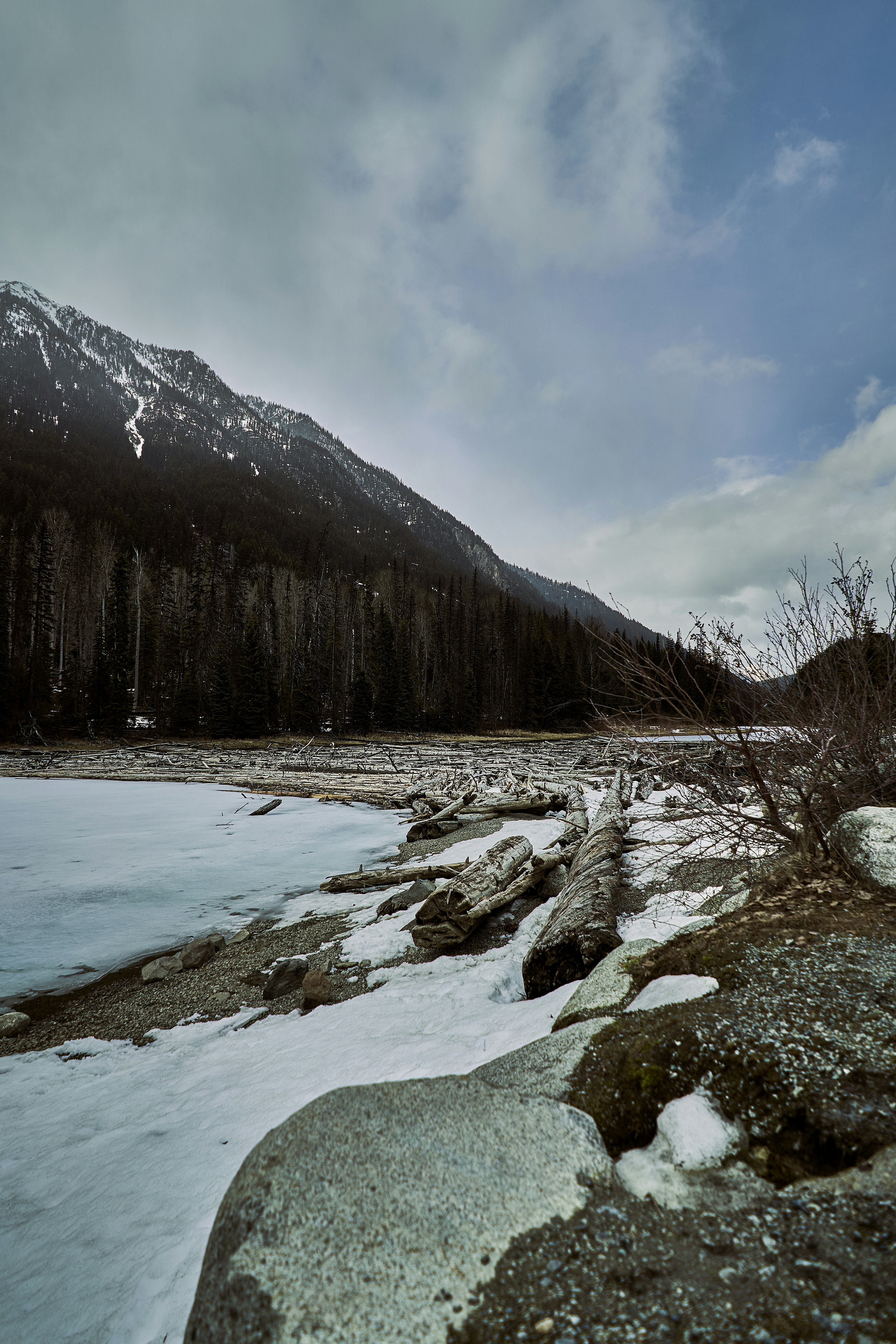 a snowy mountain landscape