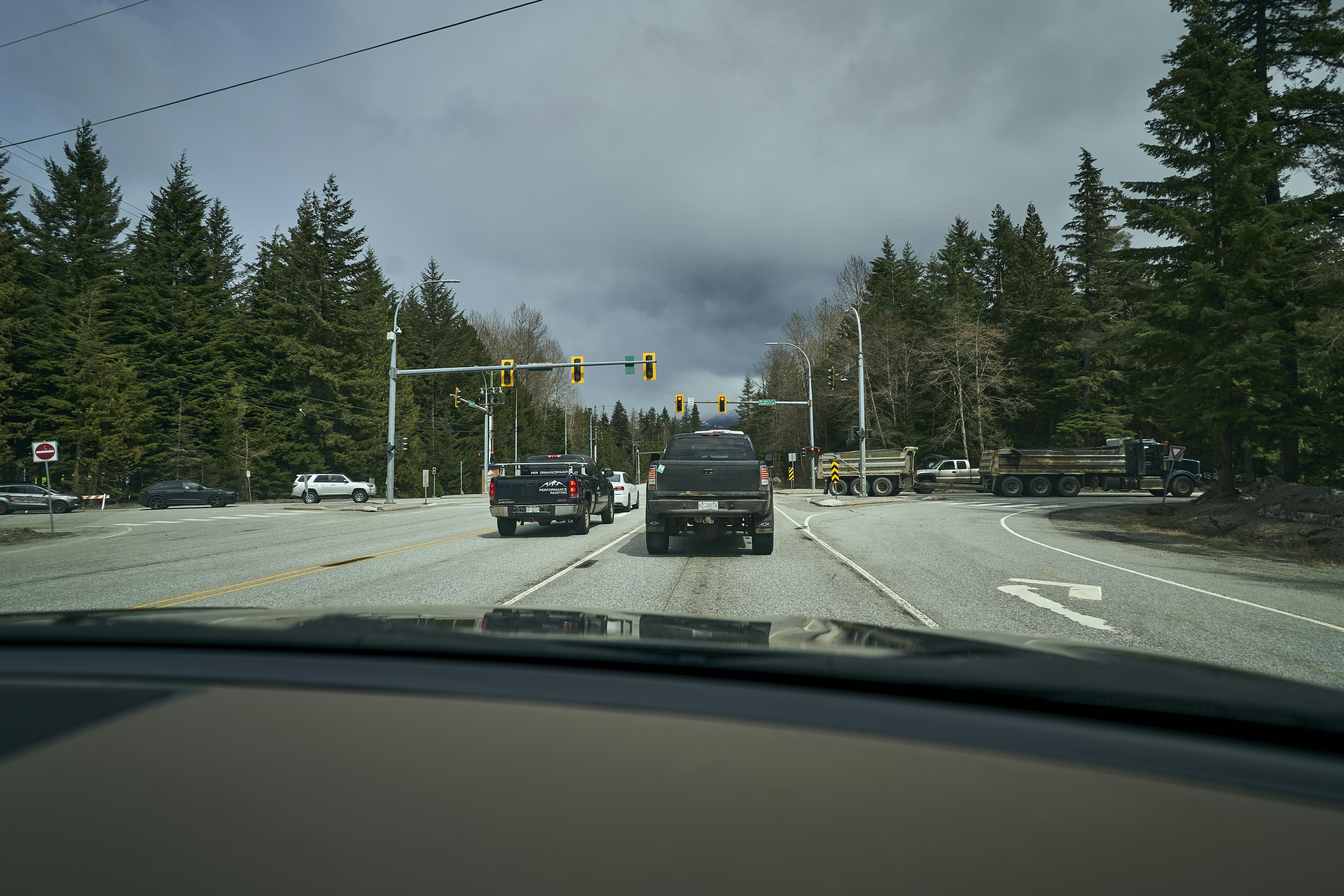 a car driving down a road