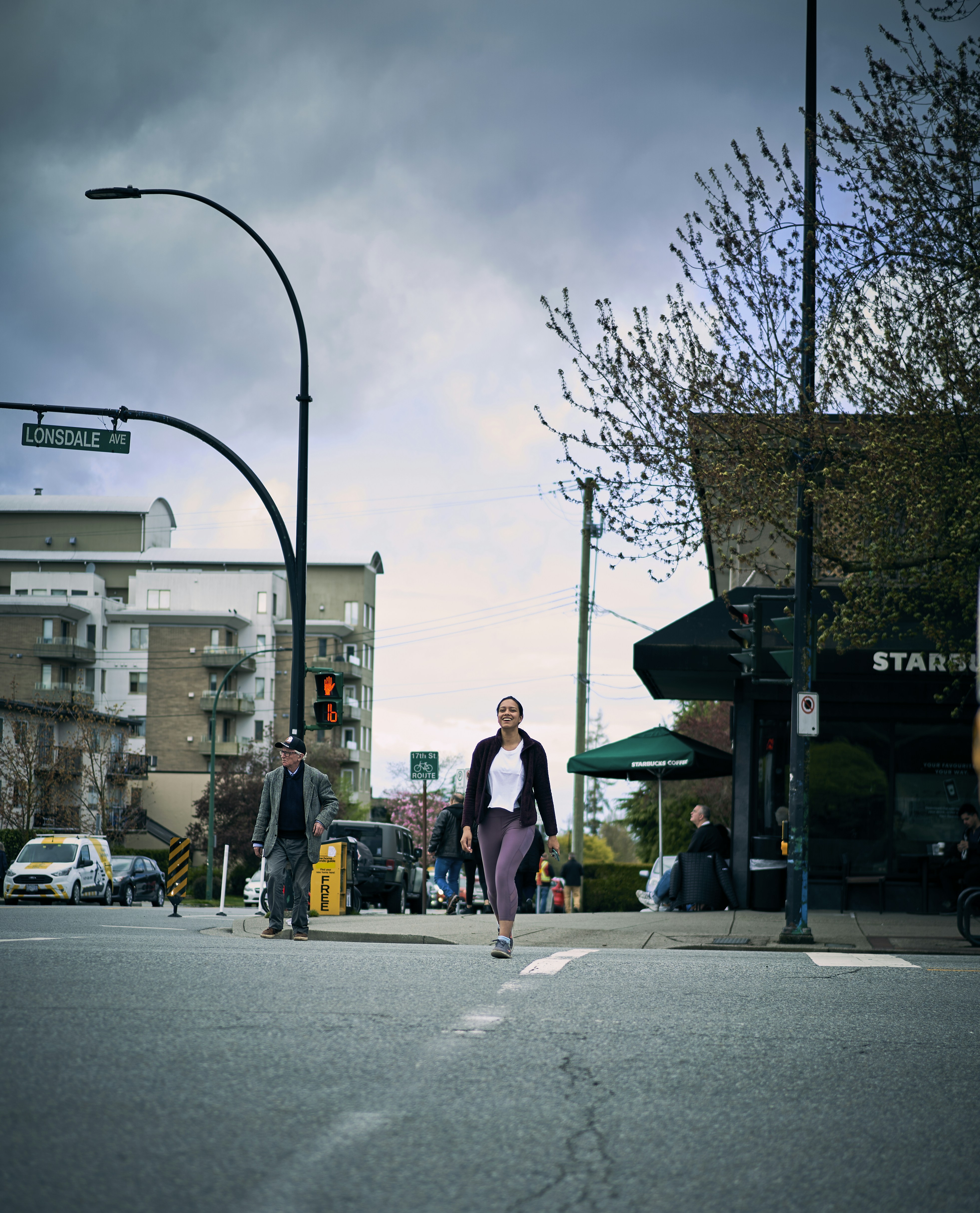 a person crossing the street
