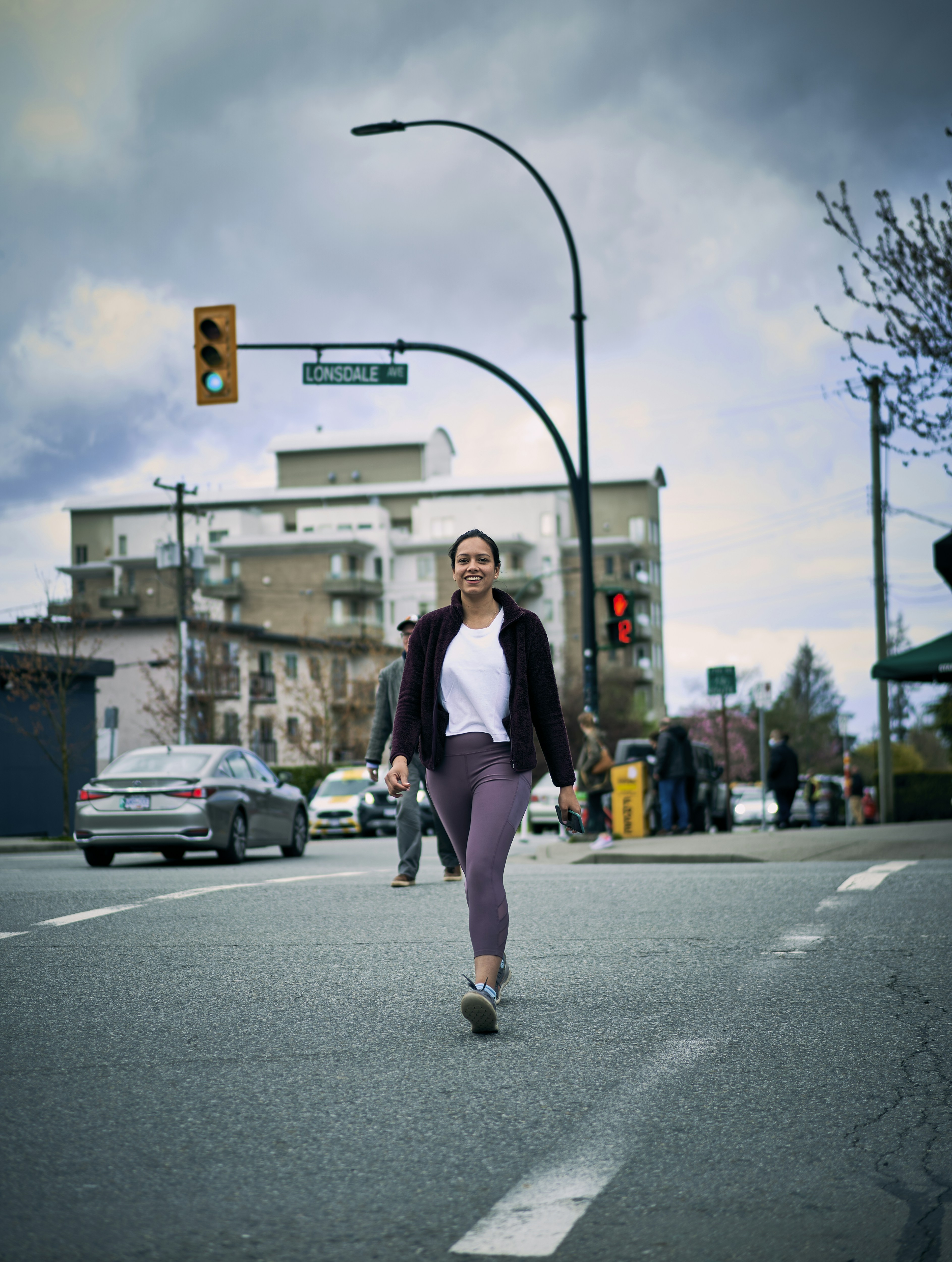 a man crossing the street