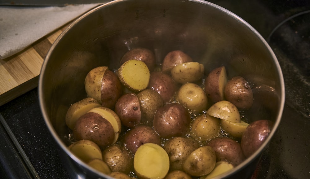 a pot of potatoes