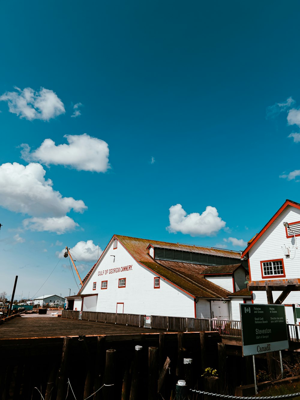 a group of buildings with a blue sky