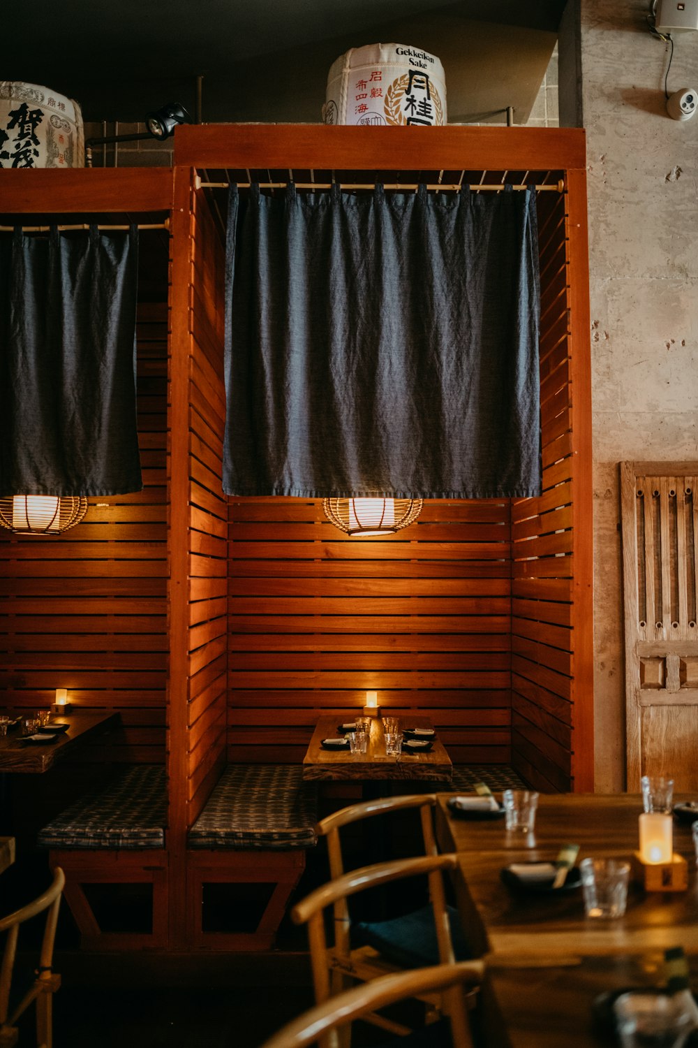 a room with tables and chairs